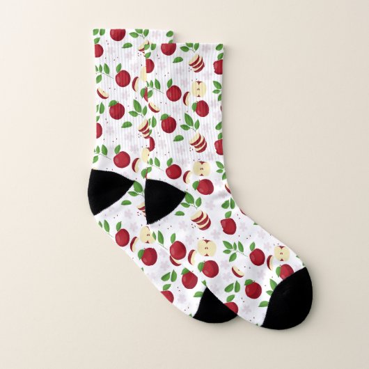 Rotäpfel, Blüten und Blattmuster Socken (Paar)