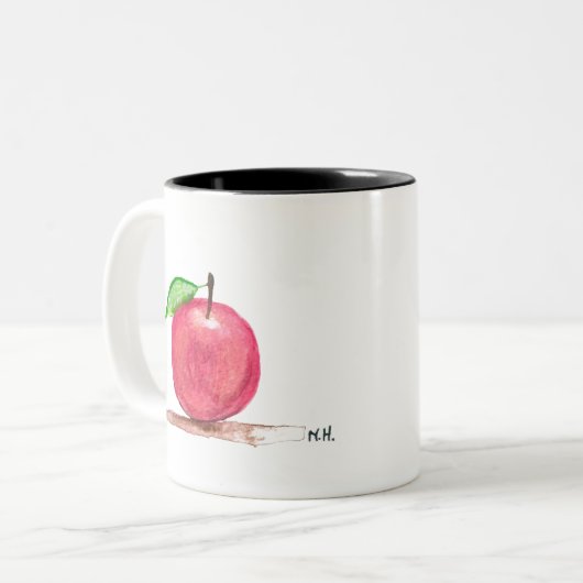 Rotapfel Früchte Aquarelllehrer Zweifarbige Tasse (Vorderseite Links)