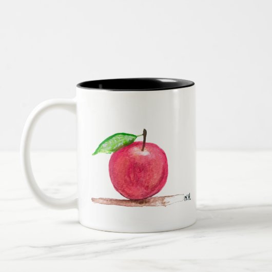 Rotapfel Früchte Aquarelllehrer Zweifarbige Tasse (Links)