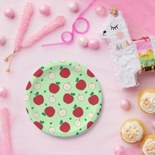 Rotäpfel und halbierte Äpfel Papier Teller (Party)