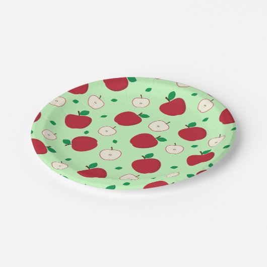 Rotäpfel und halbierte Äpfel Papier Teller (Schrägansicht)