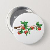 Rotapfelbaumzweig Frische Früchte und grüne Blätte Button (Vorne & Hinten)