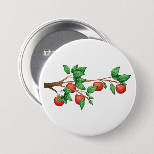 Rotapfelbaumzweig Frische Früchte und grüne Blätte Button (Vorne & Hinten)