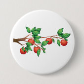 Rotapfelbaumzweig Frische Früchte und grüne Blätte Button (Vorderseite)