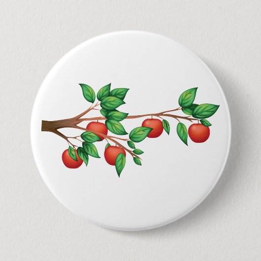 Rotapfelbaumzweig Frische Früchte und grüne Blätte Button (Vorderseite)