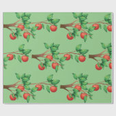 Rotapfelbaumzweig Frische Früchte und grüne Blätte Geschenkpapier (Flach)