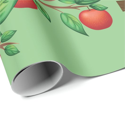 Rotapfelbaumzweig Frische Früchte und grüne Blätte Geschenkpapier (Rolleneckpunkt)