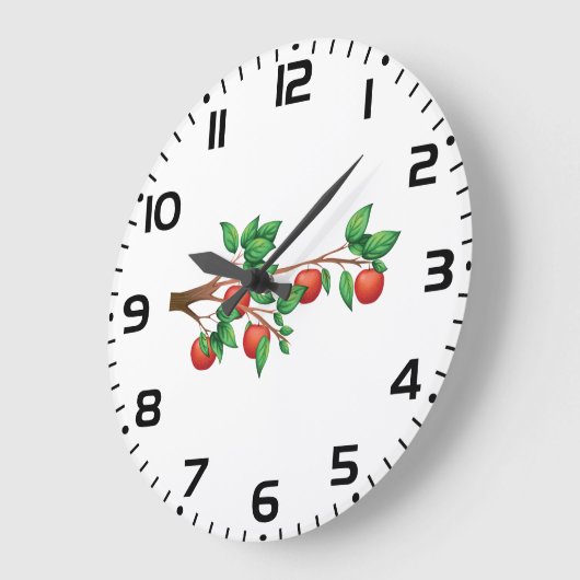 Rotapfelbaumzweig Frische Früchte und grüne Blätte Große Wanduhr (Winkel)