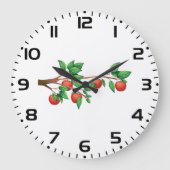 Rotapfelbaumzweig Frische Früchte und grüne Blätte Große Wanduhr (Vorderseite)