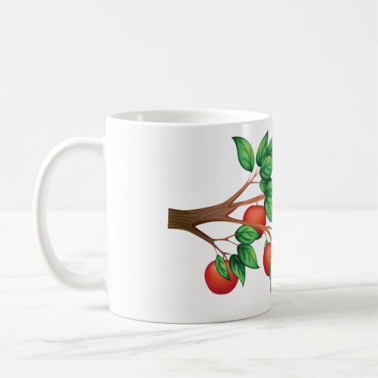 Rotapfelbaumzweig Frische Früchte und grüne Blätte Kaffeetasse (Links)