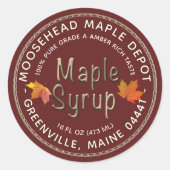 Rotapfelsirup Herbstmapel Blätter mit Grenz Runder Aufkleber (Vorderseite)