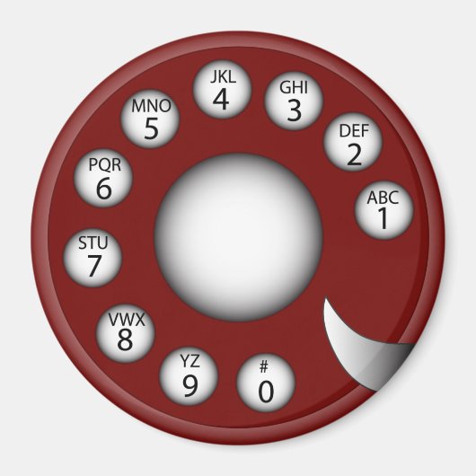 Rotary Phone Dial (Rot) Magnet (Vorne)