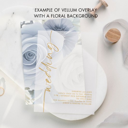 Rotated Calligraphy Gold Text Wedding Pergament Einladungen