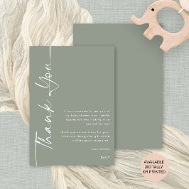 Rotated Calligraphy Sage Baby Dusche Vielen Dank Karte