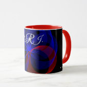 Rotating Blue Accent Geometric Coffee Mug Tasse (VorderseiteRechts)