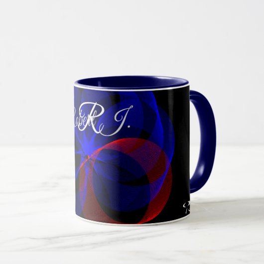 Rotating Blue Accent Geometric Coffee Mug Tasse (VorderseiteRechts)