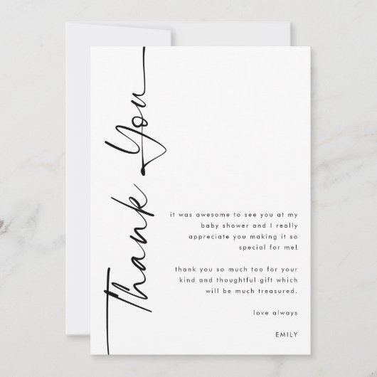 Rotation Black Script Foto Kinderdusche Vielen Dan Karte (Vorderseite)