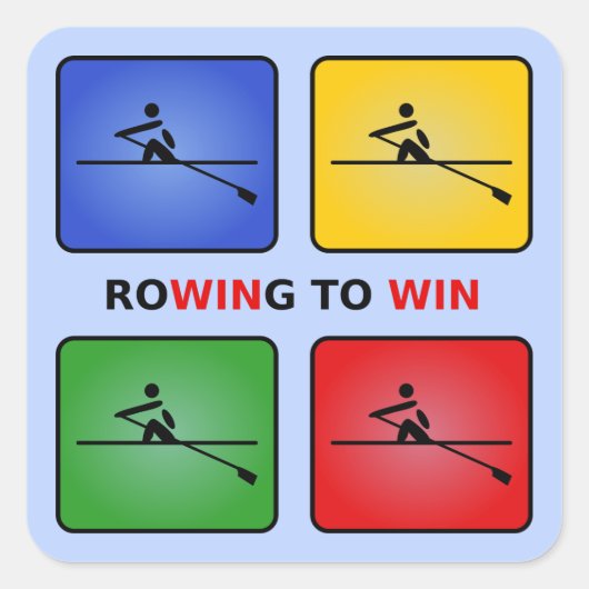 Rotation zu gewinnen vier Farben Crew blau Quadratischer Aufkleber (Vorderseite)