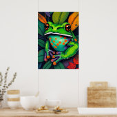 Rotaug-Laubfrosch Farbige Kunst Poster (Küche)
