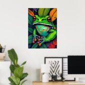 Rotaug-Laubfrosch Farbige Kunst Poster (Heimbüro)