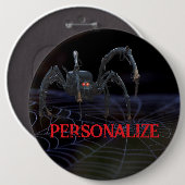 Rotäugige Spinne auf Spinnennetz gruselig Button (Vorne & Hinten)