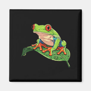 Rotaugiger Laubfrosch auf Blatt Regenwald Tier Män Magnet