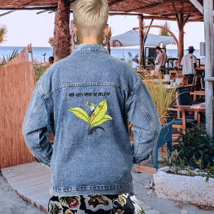 Rotäugiger Laubfrosch Grüne Blätter Lavendel Jeansjacke