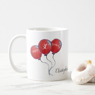 Rotballongeschenk zum 30. Geburtstag Kaffeetasse