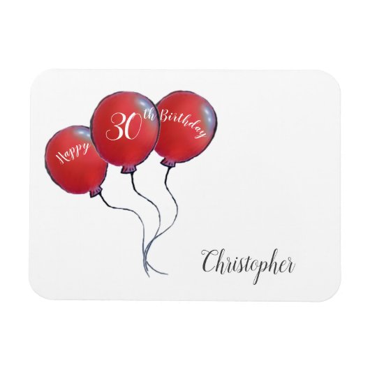 Rotballongeschenk zum 30. Geburtstag Magnet (Horizontal)