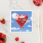Rotballonherz in Wolken zum Jubiläum Serviette (Beispiel)