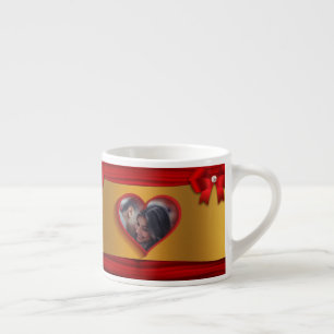 Rotband Gold Herzen Foto Valentinstag Espress Espressotasse