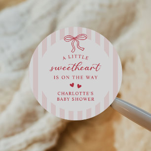 Rotband-Herzen Valentinstag Baby Shower Runder Aufkleber