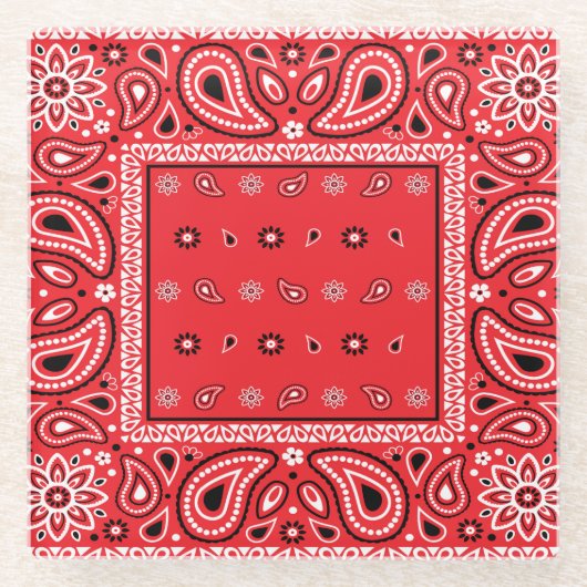 Rotbandana paisley bandanas Rap Hip Hop Glasuntersetzer (Vorderseite)