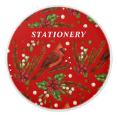 Rotbarbe-Misteloe-Individuelle Name Weihnachten Keramikknauf (Vorderseite)