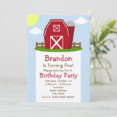 Rotbarnfarm Geburtstagspartei Einladung (Stehend Vorderseite)