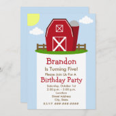 Rotbarnfarm Geburtstagspartei Einladung (Vorne/Hinten)