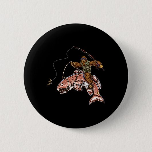Rotbarsch Angeln Jagd Bigfoot Fischer Button (Vorderseite)