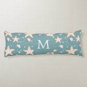 Rotbarsch-Qualle, grün, dunkel, Cyan-Monogramm Seitenschläferkissen (Rückseite)