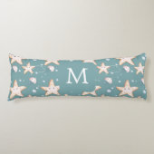 Rotbarsch-Qualle, grün, dunkel, Cyan-Monogramm Seitenschläferkissen (Vorderseite)