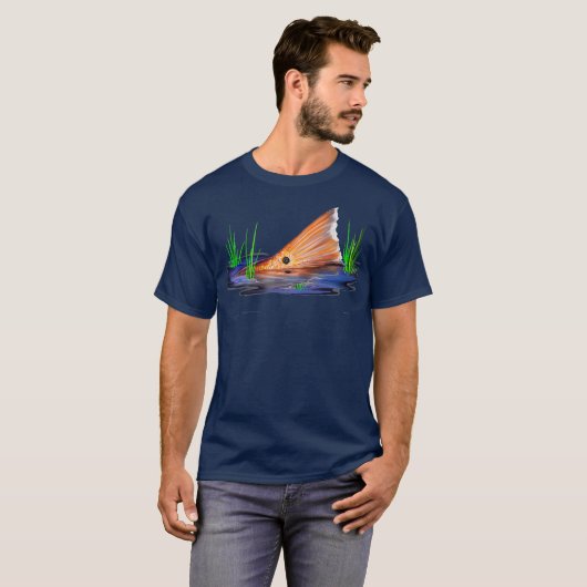 Rotbarsch Roter Trommelfisch Rotbarsch Schwanz T-Shirt (Vorne ganz)