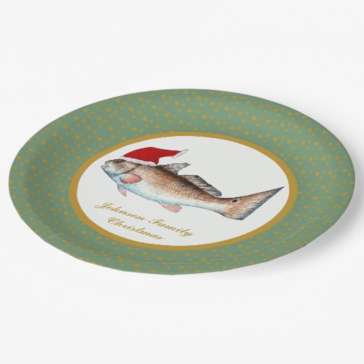 Rotbarsch-Sankt-Weihnachten Pappteller (Schrägansicht)