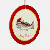 Rotbarsch-Weihnachtsmannmütze-Weihnachtsrot Keramikornament (Rechts)