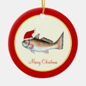 Rotbarsch-Weihnachtsmannmütze-Weihnachtsrot Keramikornament (Vorne)