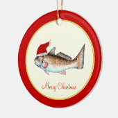 Rotbarsch-Weihnachtsmannmütze-Weihnachtsrot Keramikornament (Links)