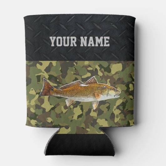 Rotbarsche Trommelfischer Name Rauschende Camoufla Dosenkühler (Rückseite)