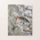 Rotbauchspecht im Schnee Puzzle (Vertikal)