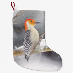 Rotbauchspecht Malerei Originale Vogelkunst Kleiner Weihnachtsstrumpf