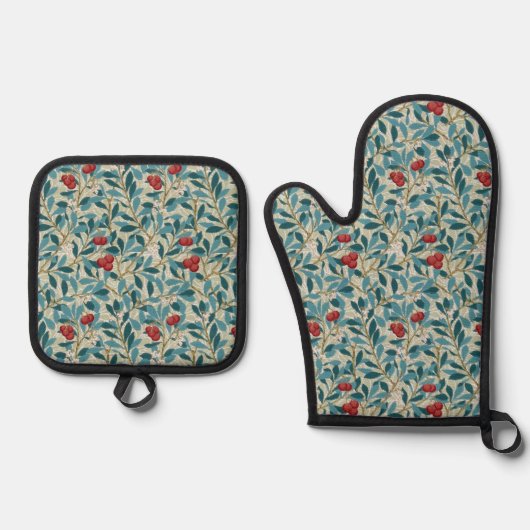 Rotbeerbaum, William Morris Ofenhandschuh & Topflappen-Set (Vorderseite)