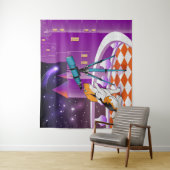 Rotbeige Welpe und Teleskop Wandteppich (Beispiel)