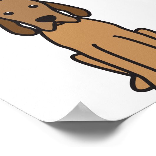 Rotbein-Hund-Cartoon Poster (Ecke)